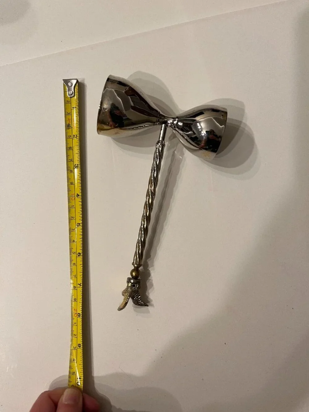 Vintage Silver Plated Handled Double Jigger Twisted Stem Crested Eagle Finial